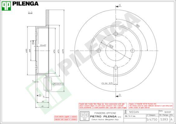 Pilenga 5393 - Гальмівний диск autocars.com.ua