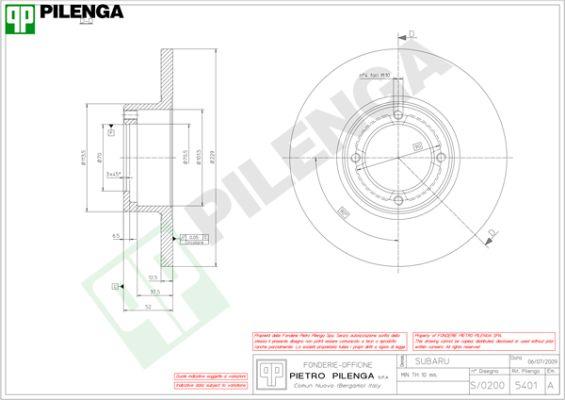 Pilenga 5401 - Гальмівний диск autocars.com.ua