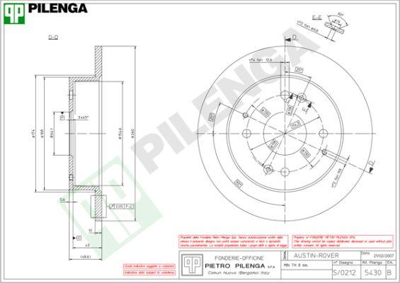 Pilenga 5430 - Тормозной диск avtokuzovplus.com.ua