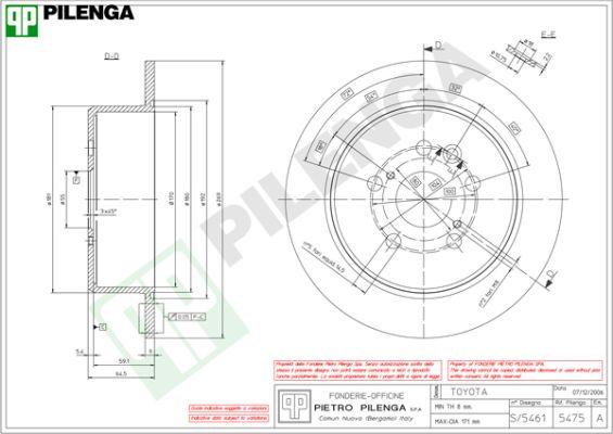 Pilenga 5475 - Гальмівний диск autocars.com.ua