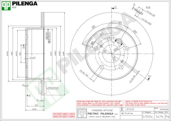 Pilenga 5476 - Гальмівний диск autocars.com.ua