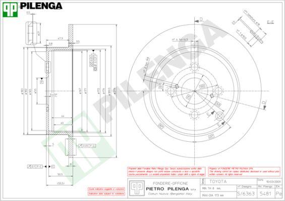 Pilenga 5481 - Гальмівний диск autocars.com.ua