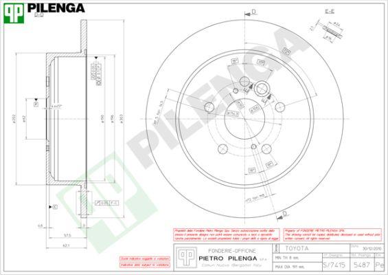 Pilenga 5487 - Тормозной диск avtokuzovplus.com.ua