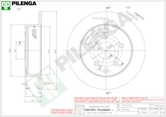 Pilenga 5492 - Тормозной диск avtokuzovplus.com.ua