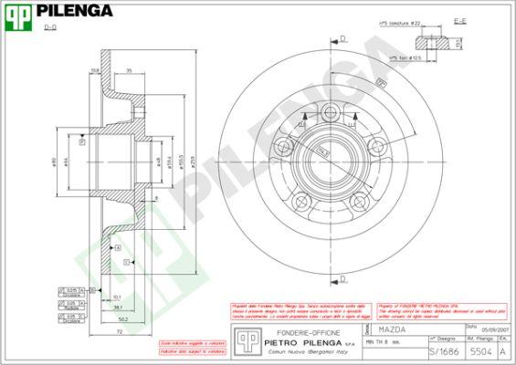 Pilenga 5504 - Тормозной диск avtokuzovplus.com.ua