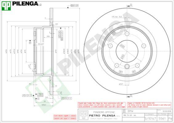 Pilenga 5561 - Гальмівний диск autocars.com.ua