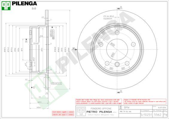 Pilenga 5562 - Гальмівний диск autocars.com.ua