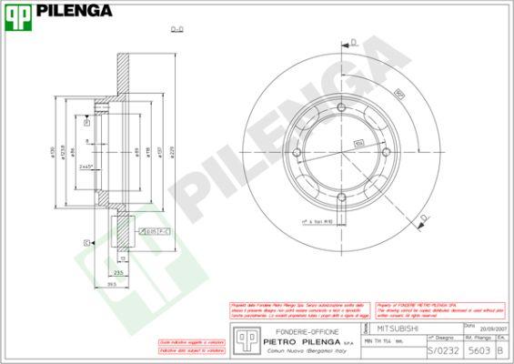 Pilenga 5603 - Тормозной диск avtokuzovplus.com.ua