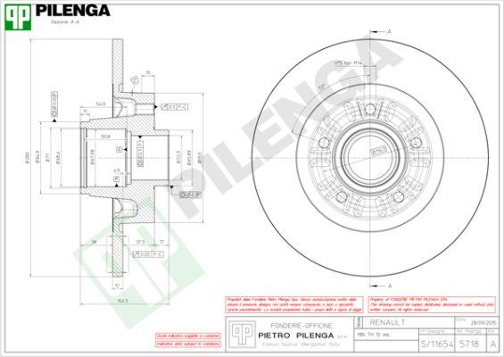 Pilenga 5718 - Гальмівний диск autocars.com.ua