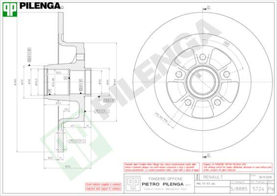 Pilenga 5724 - Гальмівний диск autocars.com.ua