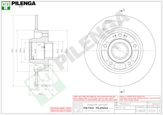 Pilenga 5725 - Гальмівний диск autocars.com.ua