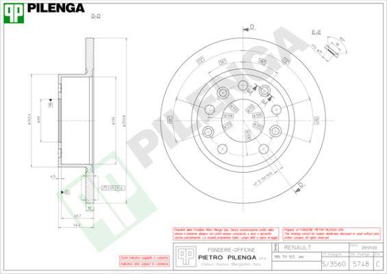 Pilenga 5748 - Тормозной диск avtokuzovplus.com.ua