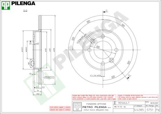 Pilenga 5751 - Гальмівний диск autocars.com.ua