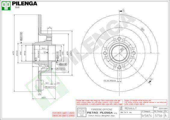 Pilenga 5756 - Гальмівний диск autocars.com.ua