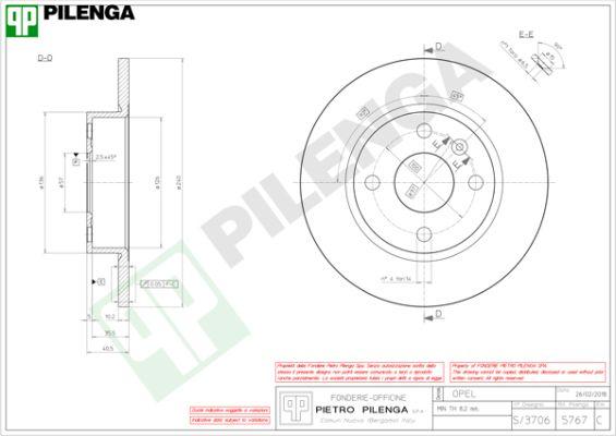 Pilenga 5767 - Гальмівний диск autocars.com.ua