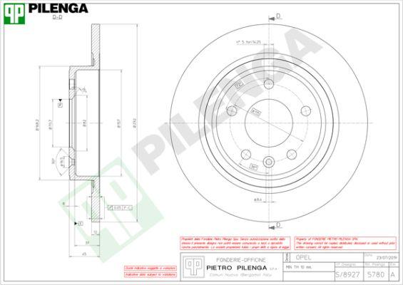 Pilenga 5780 - Гальмівний диск autocars.com.ua