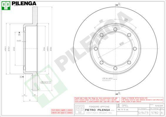 Pilenga 5782 - Гальмівний диск autocars.com.ua