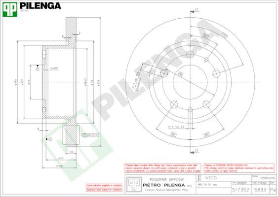 Pilenga 5833 - Гальмівний диск autocars.com.ua