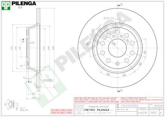 Pilenga 5857 - Гальмівний диск autocars.com.ua