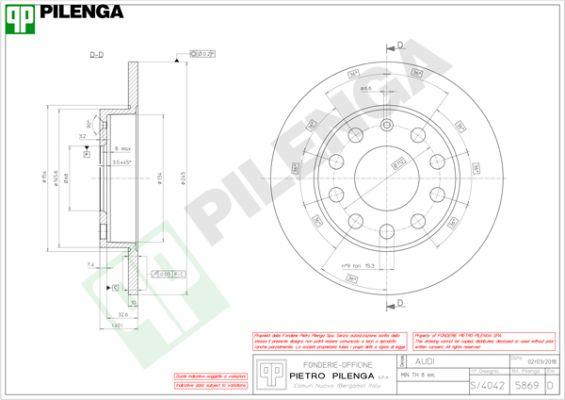 Pilenga 5869 - Тормозной диск avtokuzovplus.com.ua