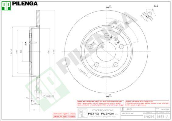 Pilenga 5883 - Гальмівний диск autocars.com.ua