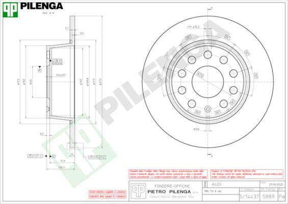 Pilenga 5889 - Тормозной диск avtokuzovplus.com.ua