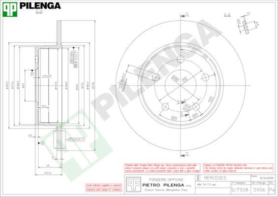 Pilenga 5906 - Гальмівний диск autocars.com.ua