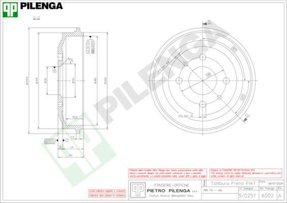 Pilenga 6002 - Гальмівний барабан autocars.com.ua