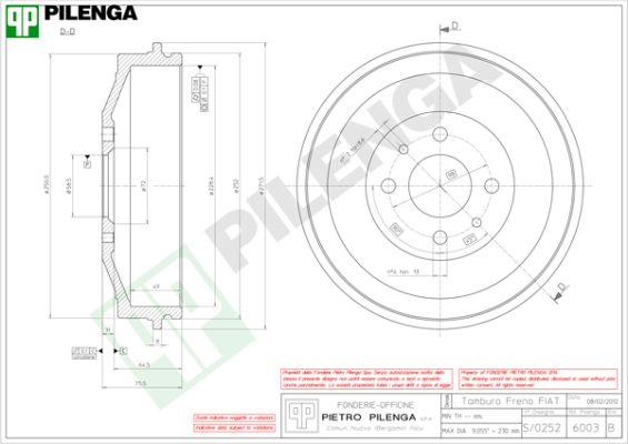 Pilenga 6003 - Гальмівний барабан autocars.com.ua