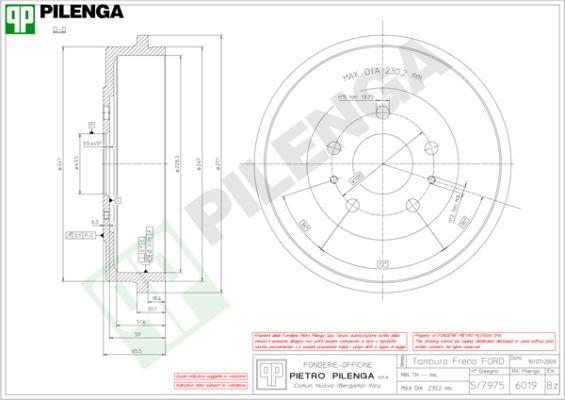 Pilenga 6019 - Гальмівний барабан autocars.com.ua