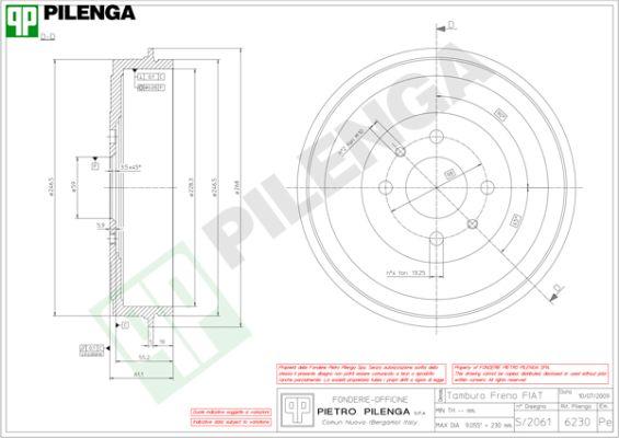 Pilenga 6230 - Тормозной барабан avtokuzovplus.com.ua