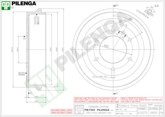 Pilenga 6800 - Гальмівний барабан autocars.com.ua