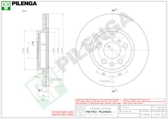 Pilenga V037 - Гальмівний диск autocars.com.ua