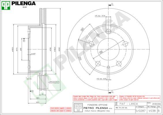 Pilenga V038 - Тормозной диск avtokuzovplus.com.ua