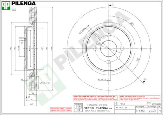 Pilenga V043 - Гальмівний диск autocars.com.ua