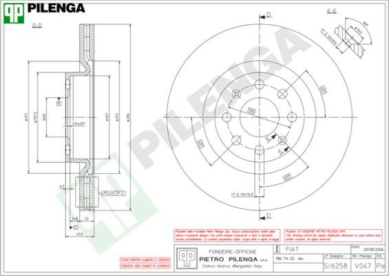 Pilenga V047 - Гальмівний диск autocars.com.ua