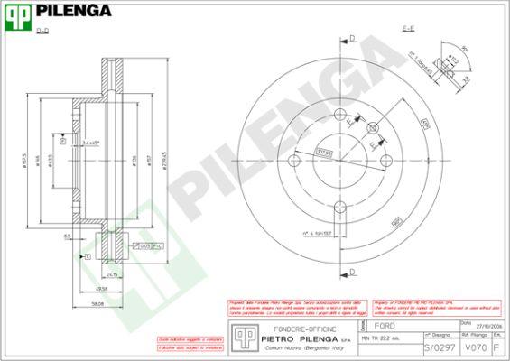 Pilenga V070 - Гальмівний диск autocars.com.ua