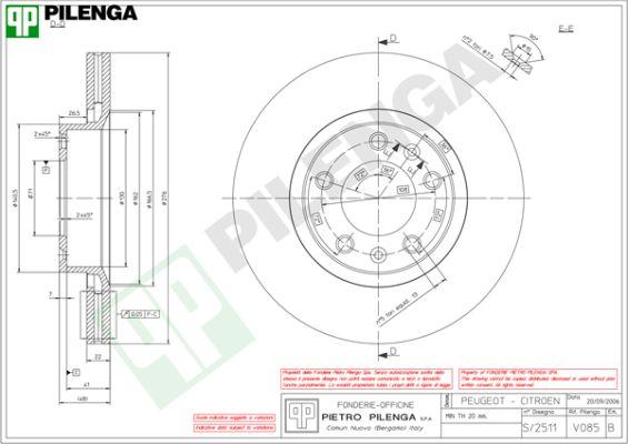 Pilenga V085 - Гальмівний диск autocars.com.ua