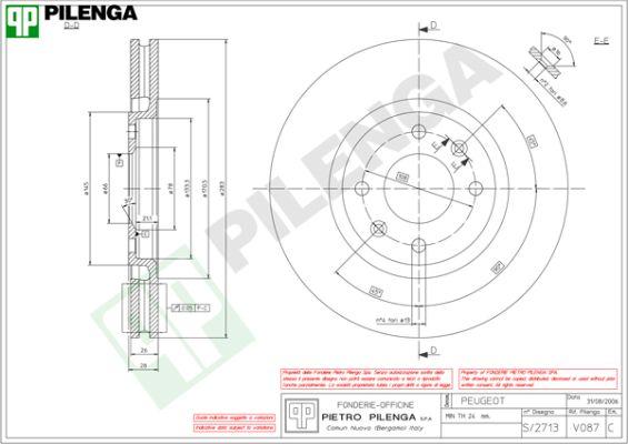 Pilenga V087 - Тормозной диск avtokuzovplus.com.ua