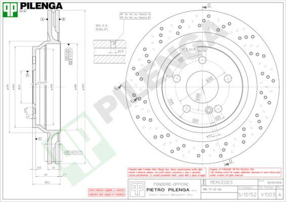 Pilenga V1003 - Тормозной диск avtokuzovplus.com.ua