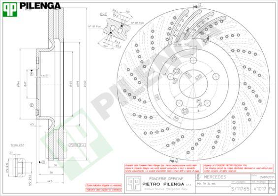 Pilenga V1017 - Гальмівний диск autocars.com.ua