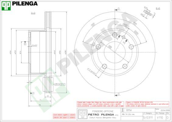 Pilenga V110 - Гальмівний диск autocars.com.ua