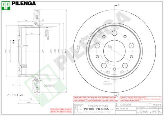 Pilenga V1557 - Гальмівний диск autocars.com.ua