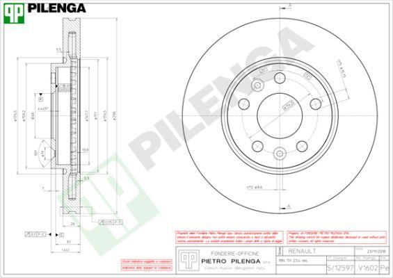 Pilenga V1602 - Гальмівний диск autocars.com.ua