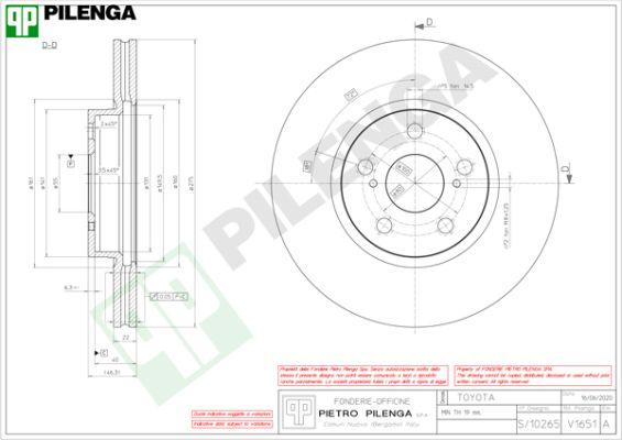 Pilenga V1651 - Гальмівний диск autocars.com.ua