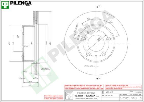 Pilenga V165 - Гальмівний диск autocars.com.ua