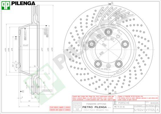 Pilenga V1702L - Гальмівний диск autocars.com.ua