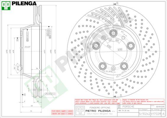 Pilenga V1702R - Гальмівний диск autocars.com.ua