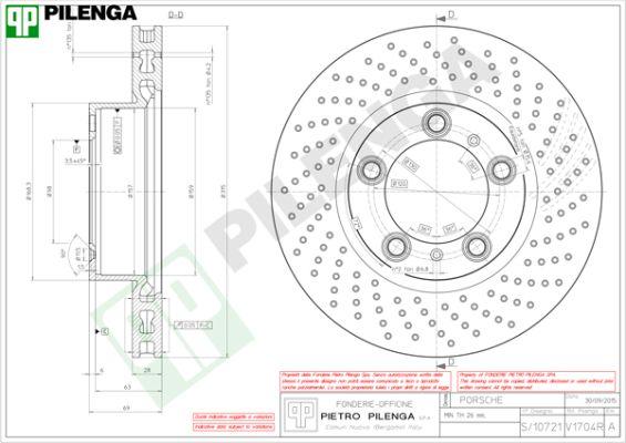 Pilenga V1704R - Гальмівний диск autocars.com.ua