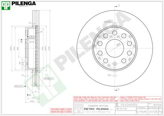 Pilenga V1708 - Тормозной диск avtokuzovplus.com.ua